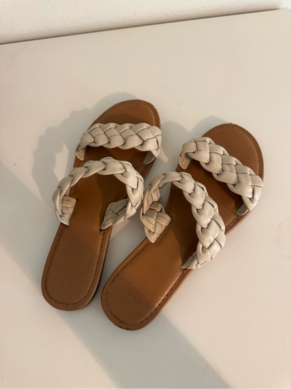 Women's Braided Double-Strap Slide Sandals - Cream